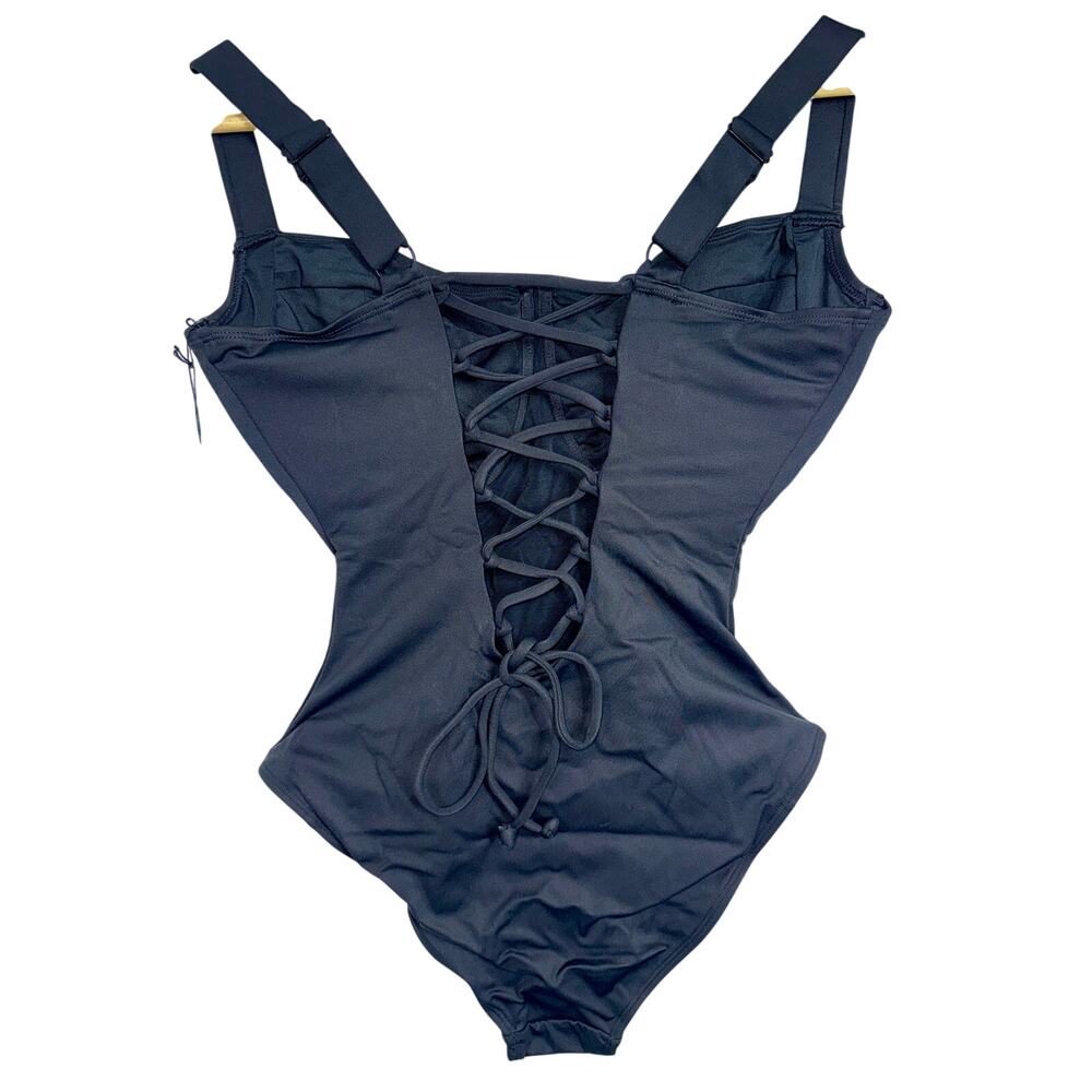 NWT TA3 Lifty Black Lace Up Contour Corset One Piece Swimsuit Size M Reg/Long JK - Picture 5 of 13